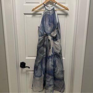 Elegant Blue and Gray Maxi‎ Dress